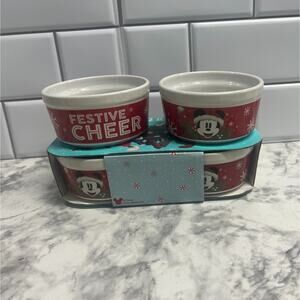 Set of 4: Festive Cheer Disney Mickey & Minnie Mouse Christmas Ramekins